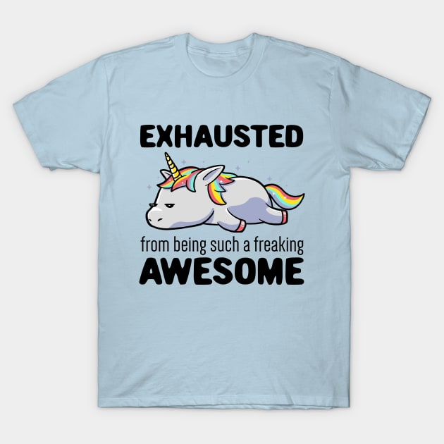 Exhausted From Being Awesome Lazy Unicorn Gift T-Shirt by eduely